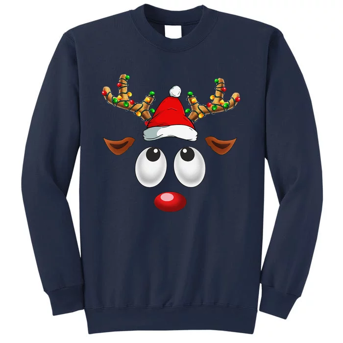 Christmas Reindeer Face Santa Hat Xmas Lights For Sweatshirt