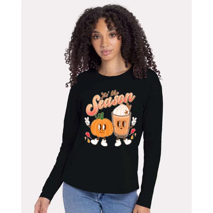 Cute Retro Fall Pumpkin Spice Tis The Season Womens Cotton Relaxed Long Sleeve T-Shirt