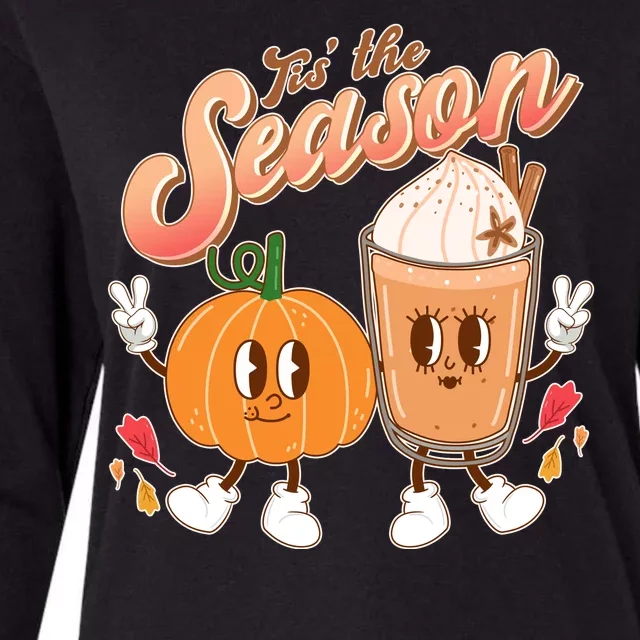 Cute Retro Fall Pumpkin Spice Tis The Season Womens Cotton Relaxed Long Sleeve T-Shirt