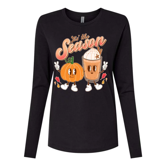 Cute Retro Fall Pumpkin Spice Tis The Season Womens Cotton Relaxed Long Sleeve T-Shirt