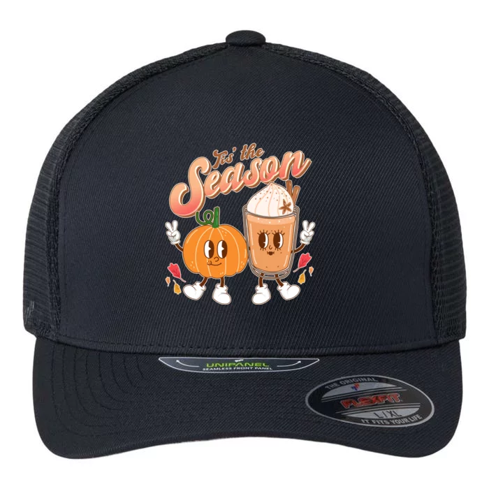 Cute Retro Fall Pumpkin Spice Tis The Season Flexfit Unipanel Trucker Cap