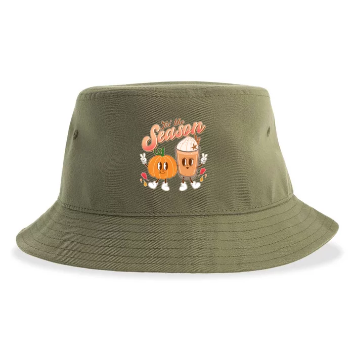 Cute Retro Fall Pumpkin Spice Tis The Season Sustainable Bucket Hat