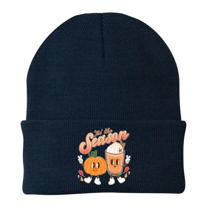 Cute Retro Fall Pumpkin Spice Tis The Season Knit Cap Winter Beanie