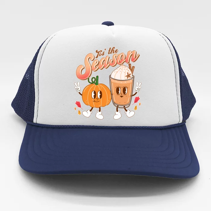 Cute Retro Fall Pumpkin Spice Tis The Season Trucker Hat