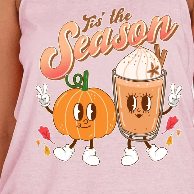 Cute Retro Fall Pumpkin Spice Tis The Season Women's Knotted Racerback Tank