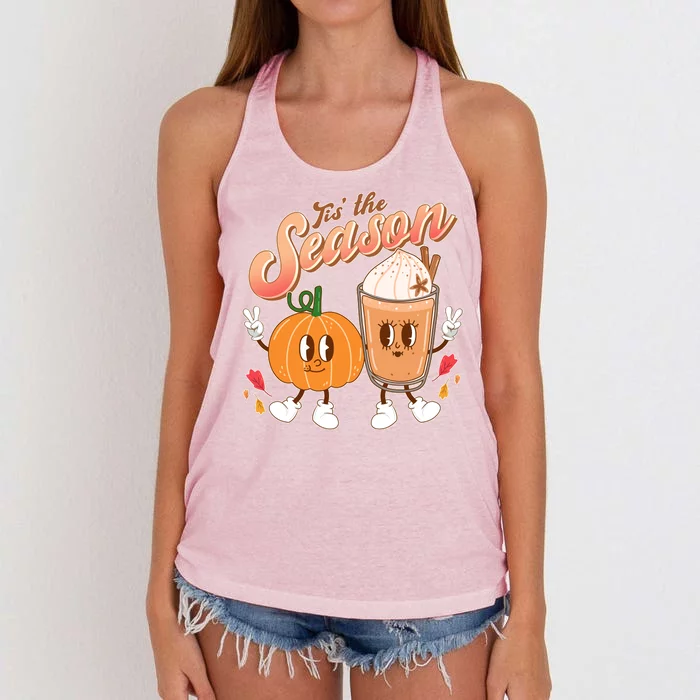 Cute Retro Fall Pumpkin Spice Tis The Season Women's Knotted Racerback Tank