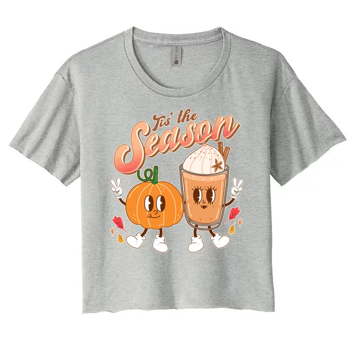 Cute Retro Fall Pumpkin Spice Tis The Season Women's Crop Top Tee