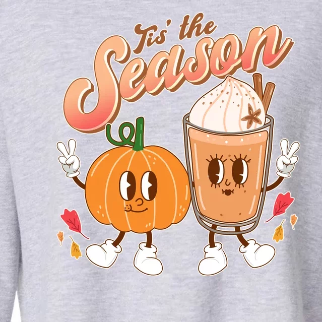 Cute Retro Fall Pumpkin Spice Tis The Season Cropped Pullover Crew