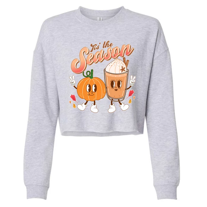 Cute Retro Fall Pumpkin Spice Tis The Season Cropped Pullover Crew