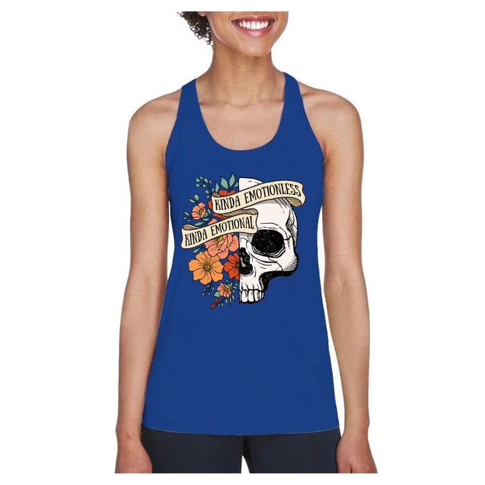 Cute Retro Fall Halloween Kinda Emotional Kinda Emotionless Gift Women's Racerback Tank