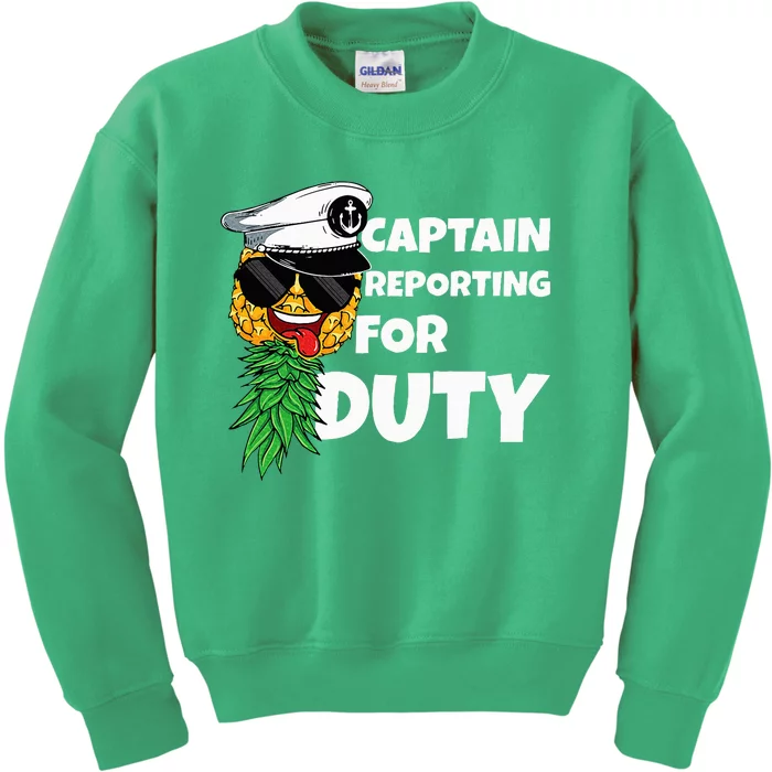 Captain Reporting For Duty Pineapple Swinger Kids Sweatshirt