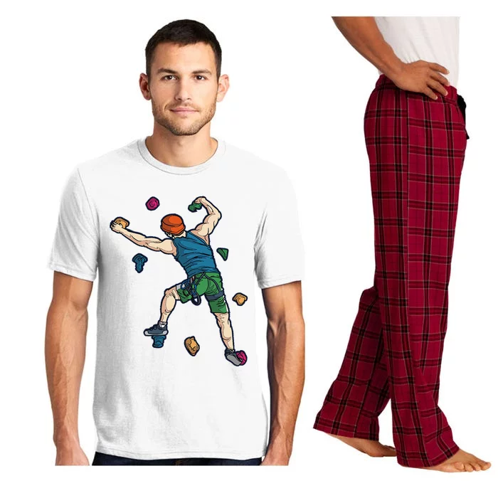 Climber Reaching For Holds Illustrated Rock Climbing Scene Pajama Set