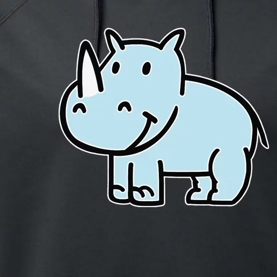 Comic rhino funny animal lover Performance Fleece Hoodie