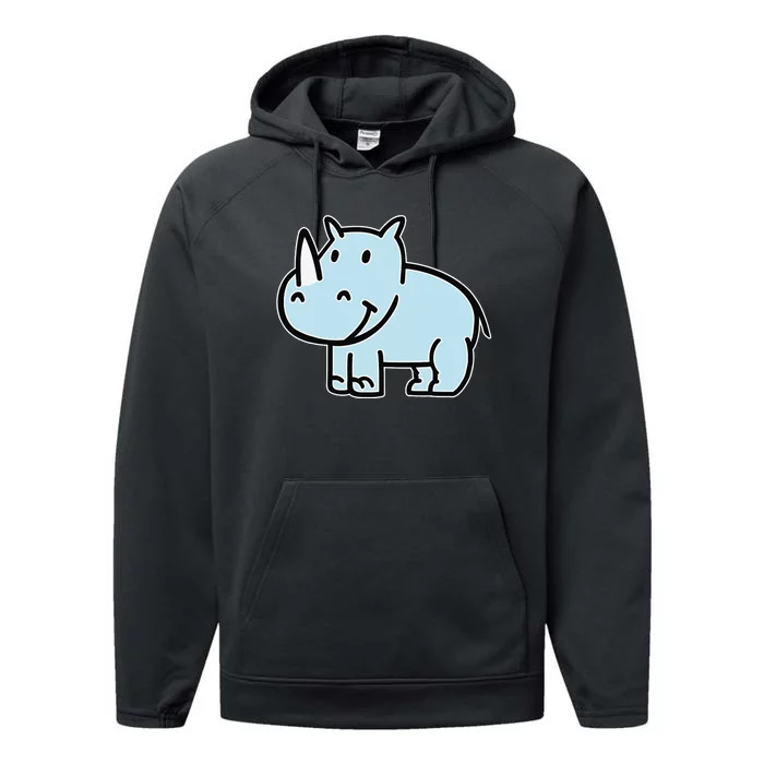 Comic rhino funny animal lover Performance Fleece Hoodie