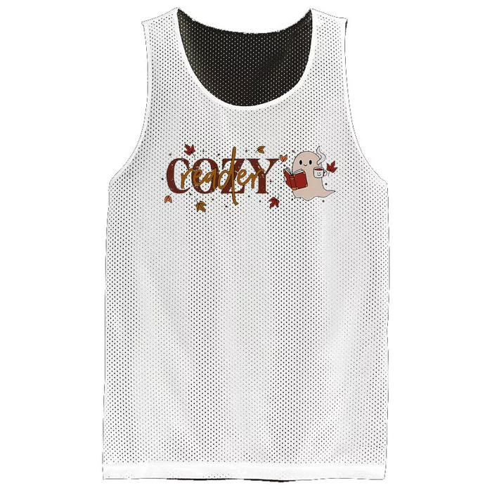 Cozy Reader Funny Halloween Mesh Reversible Basketball Jersey Tank