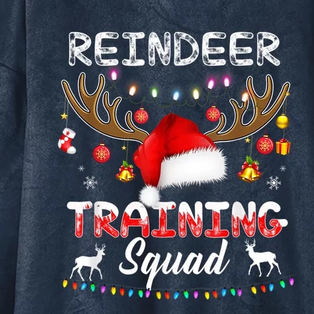 Christmas Running Funny Reindeer Training Squad Team Family Funny Gift Hooded Wearable Blanket