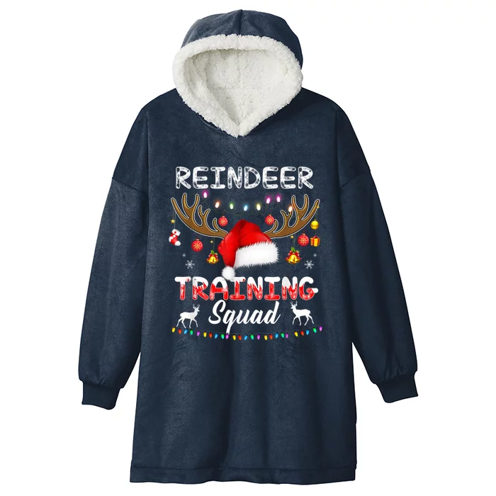 Christmas Running Funny Reindeer Training Squad Team Family Funny Gift Hooded Wearable Blanket