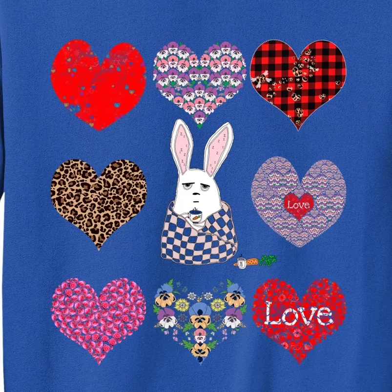 Cute Rabbit Funny Coffee Lover Hearts Pattern Valentines Day Gift Sweatshirt