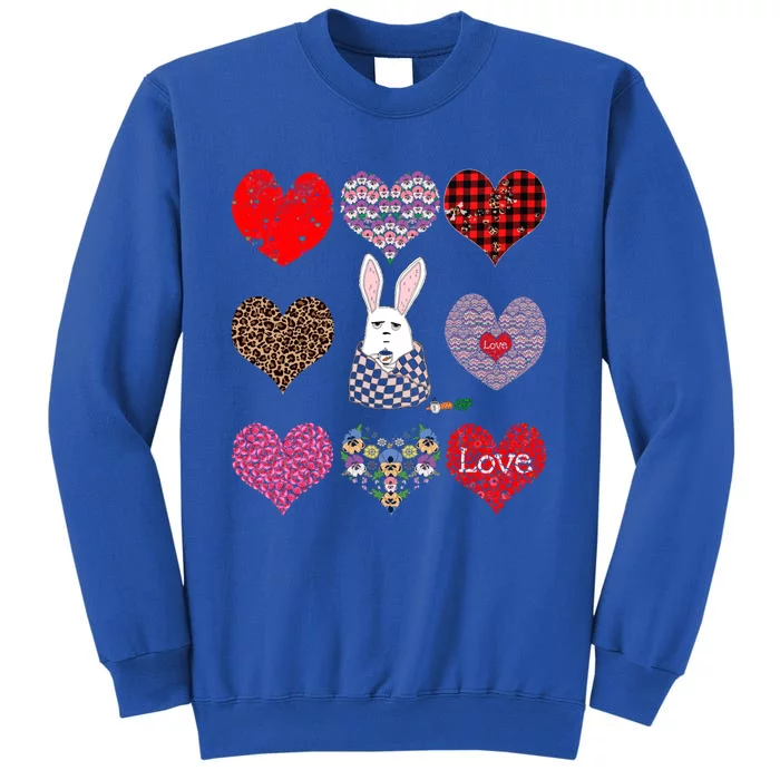 Cute Rabbit Funny Coffee Lover Hearts Pattern Valentines Day Gift Sweatshirt