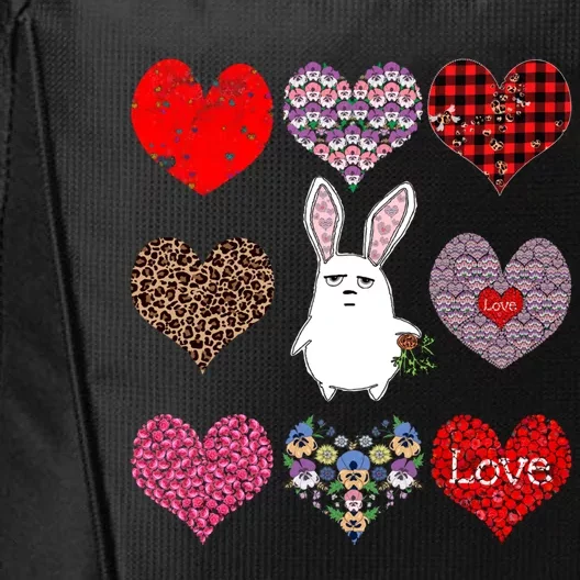 Cute Rabbit Funny Retro Floral Hearts Pattern Valentines Day Gift City Backpack