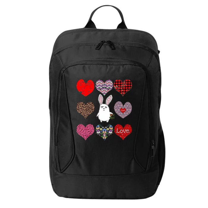 Cute Rabbit Funny Retro Floral Hearts Pattern Valentines Day Gift City Backpack