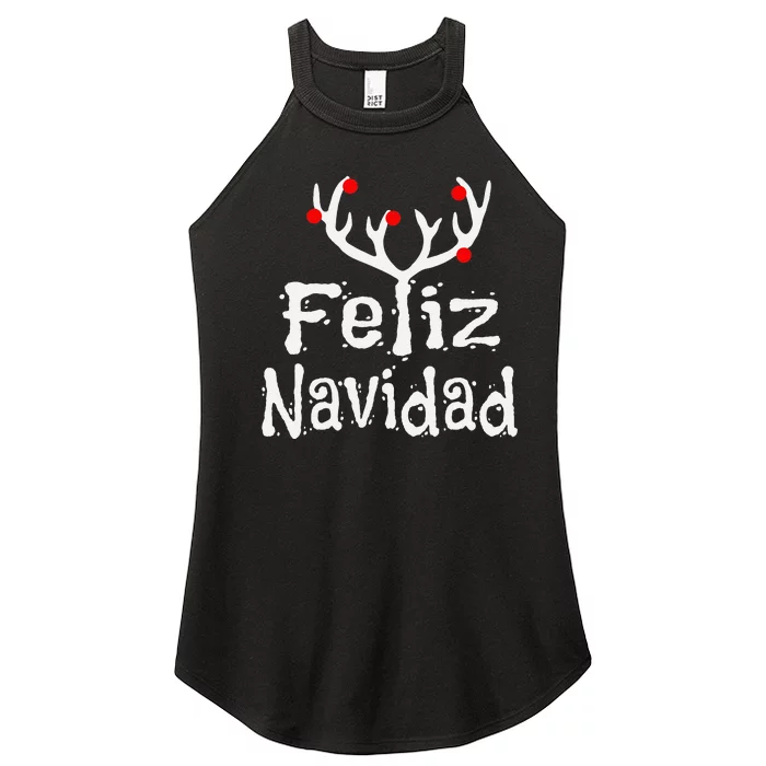 Christmas Reindeer Feliz Navidad Women’s Perfect Tri Rocker Tank