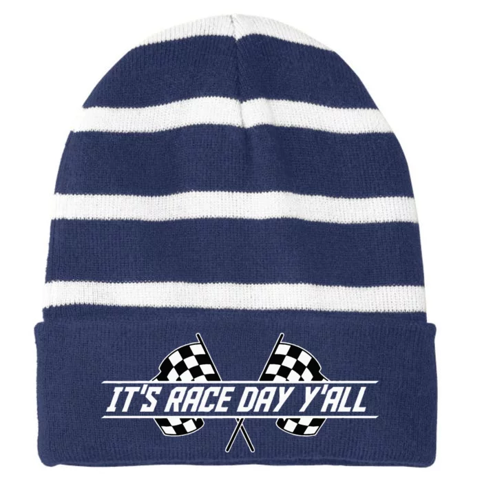 Car Racing Flag Finish Line Checkered Automobile Sport Racer Striped Beanie with Solid Band