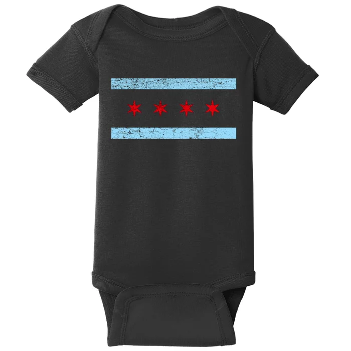 Chicago Retro Flag Vintage Baby Bodysuit