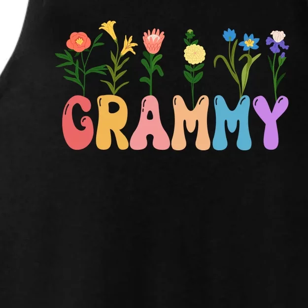 Cute Retro Floral Grammy Ladies Tri-Blend Wicking Tank