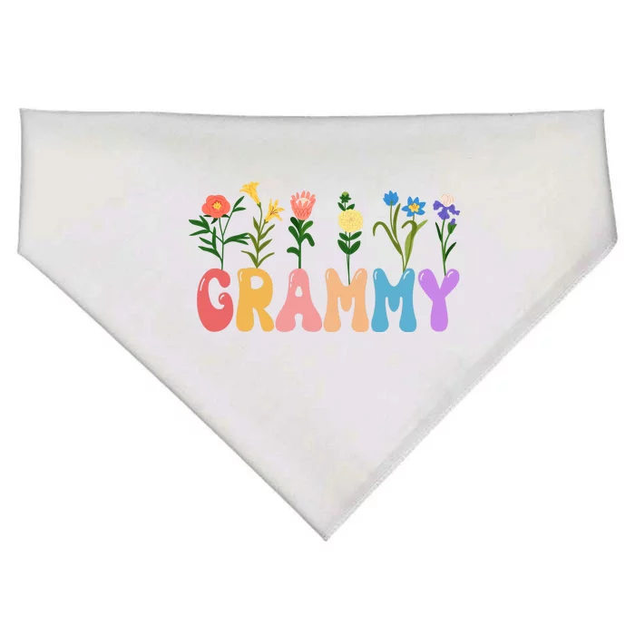 Cute Retro Floral Grammy USA-Made Doggie Bandana