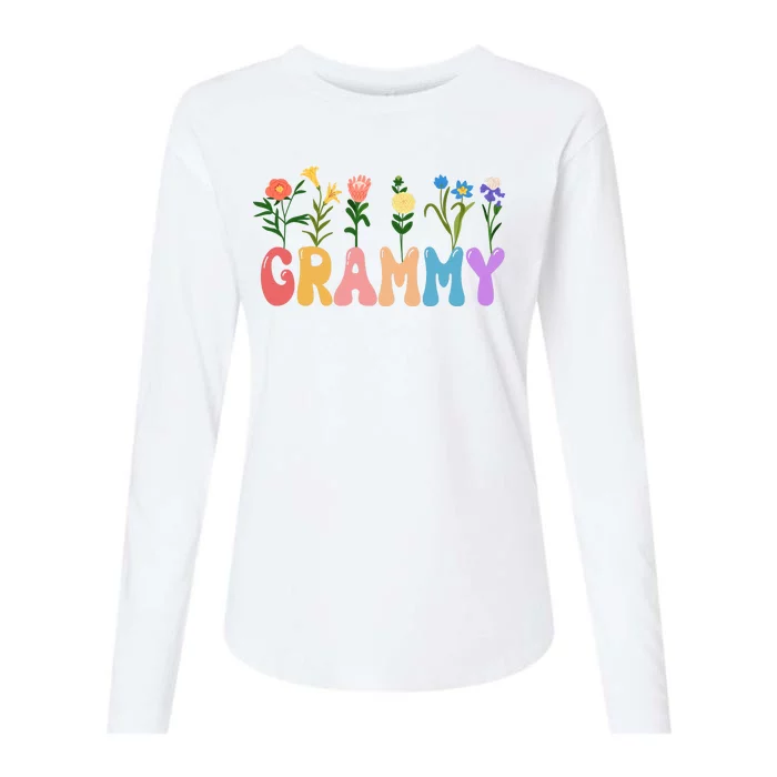 Cute Retro Floral Grammy Womens Cotton Relaxed Long Sleeve T-Shirt