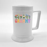 Cute Retro Floral Grammy Beer Stein