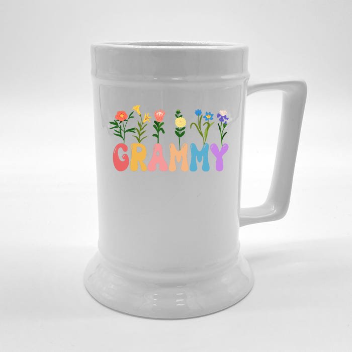 Cute Retro Floral Grammy Beer Stein