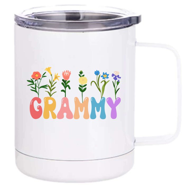 Cute Retro Floral Grammy Front & Back 12oz Stainless Steel Tumbler Cup