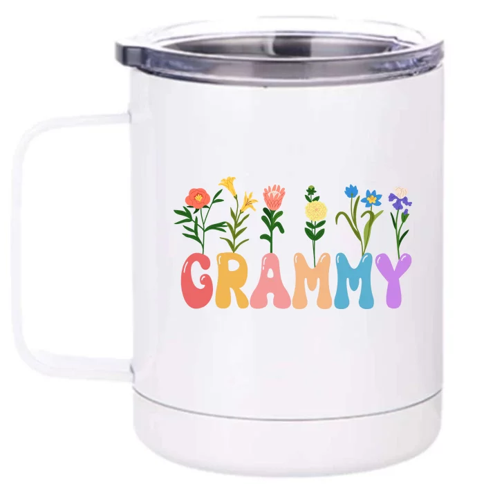 Cute Retro Floral Grammy Front & Back 12oz Stainless Steel Tumbler Cup