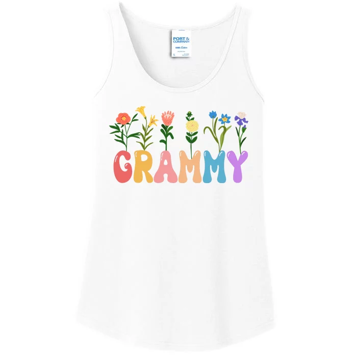 Cute Retro Floral Grammy Ladies Essential Tank