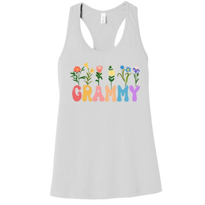 Cute Retro Floral Grammy Women's Racerback Tank