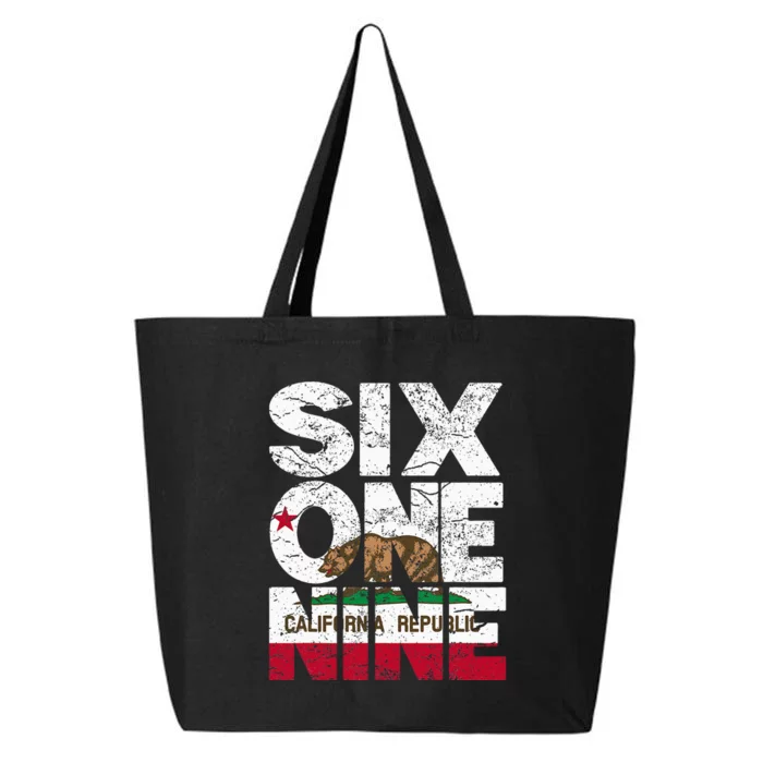 California Republic Flag 619 Area Code 25L Jumbo Tote