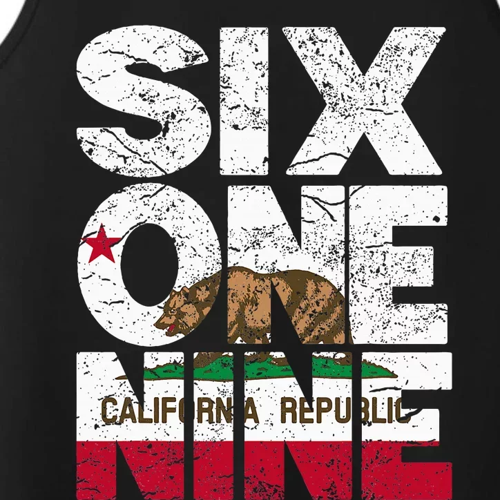 California Republic Flag 619 Area Code Performance Tank