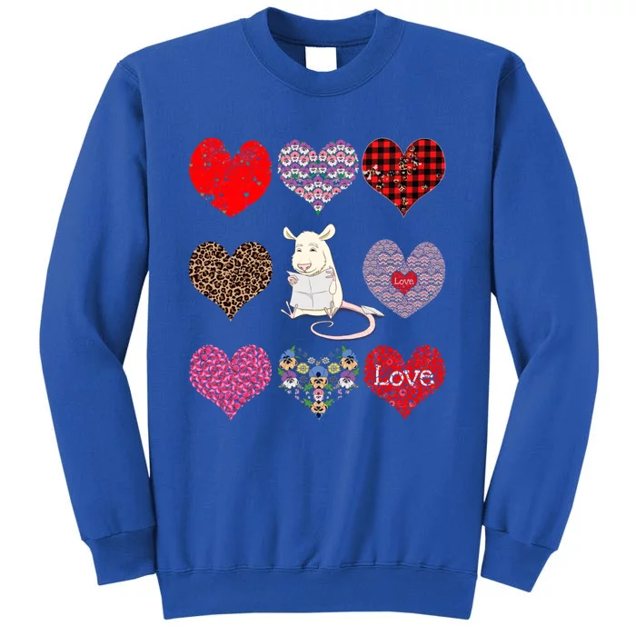 Cute Rat Funny Vintage Floral Hearts Pattern Valentines Day Gift Sweatshirt