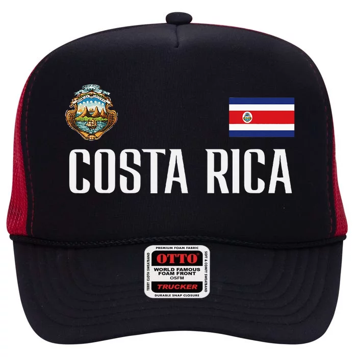 Costa Rica Flag Football Soccer Fan High Crown Mesh Trucker Hat