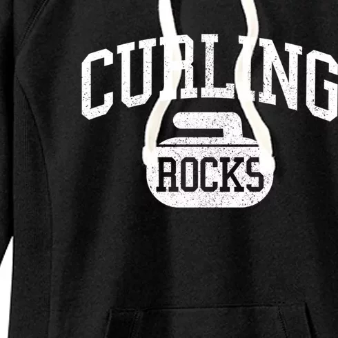 Curling Rocks Funny Winter Sports Gift Women's Fleece Hoodie