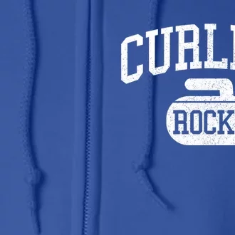 Curling Rocks Funny Winter Sports Gift Full Zip Hoodie