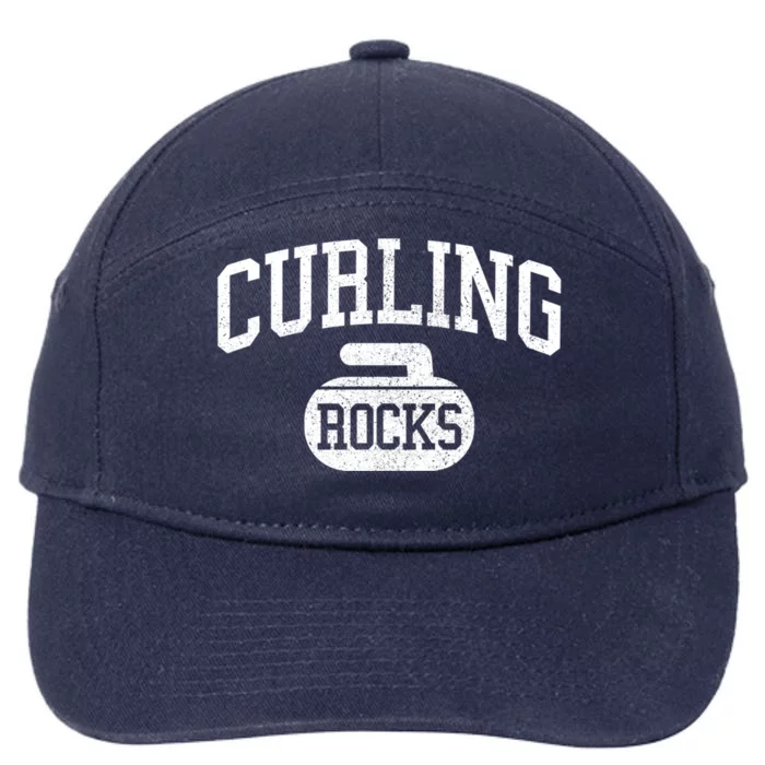 Curling Rocks Funny Winter Sports Gift 7-Panel Snapback Hat