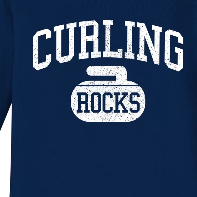 Curling Rocks Funny Winter Sports Gift Baby Long Sleeve Bodysuit