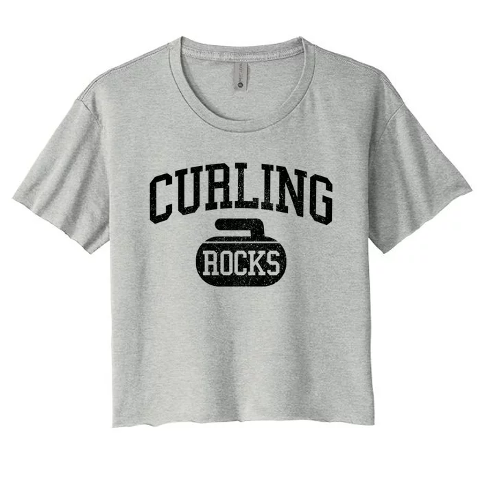 Curling Rocks Funny Winter Sports Gift Women's Crop Top Tee