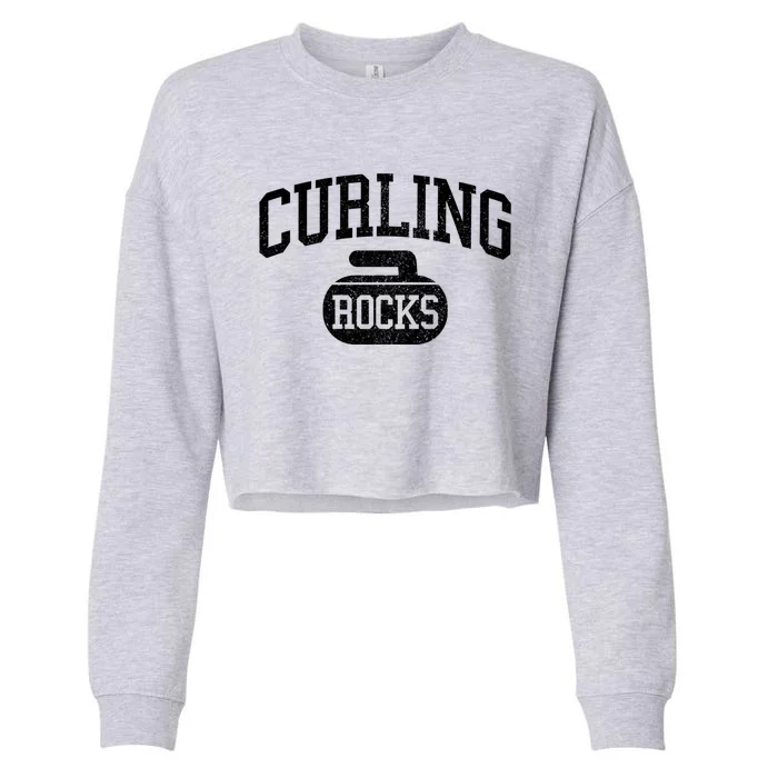 Curling Rocks Funny Winter Sports Gift Cropped Pullover Crew