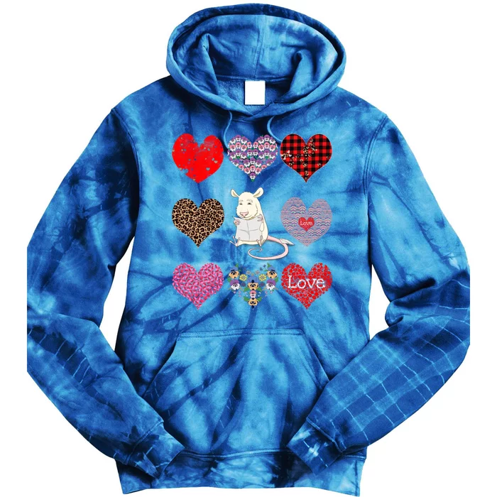 Cute Rat Funny Vintage Floral Hearts Pattern Valentines Day Great Gift Tie Dye Hoodie