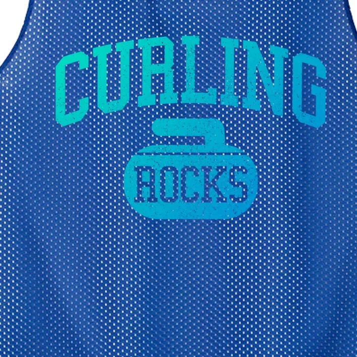 Curling Rocks Funny Winter Sports Gift Mesh Reversible Basketball Jersey Tank