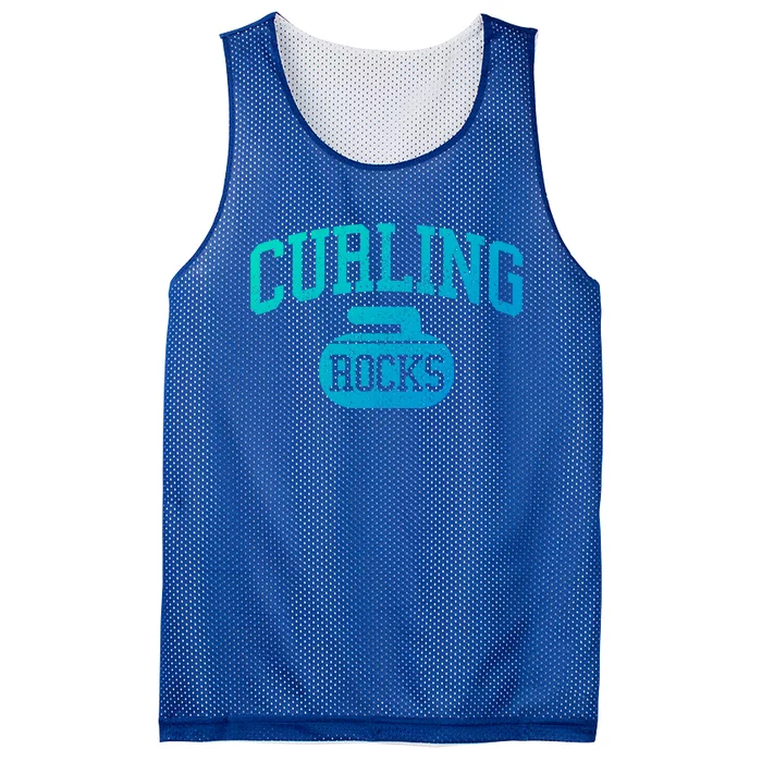 Curling Rocks Funny Winter Sports Gift Mesh Reversible Basketball Jersey Tank